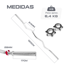 Barra de Musculação W 1,20m Maciça 28mm com Rosca Envolst
