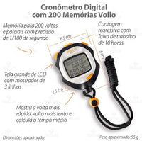 Cronômetro digital profissional 200 memórias Vollo