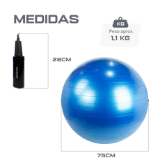 Bola Suíça Gym Ball 75cm Anti Estouro Envolst - Azul