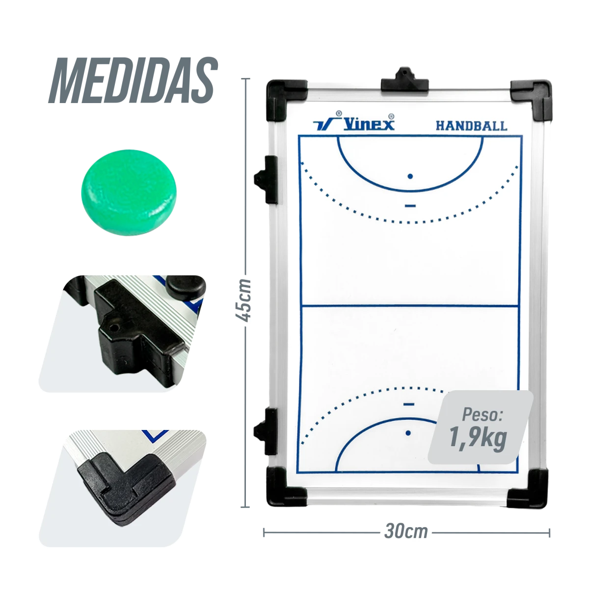 Quadro tático para treinamento esportivo handebol 45x30cm Vinex