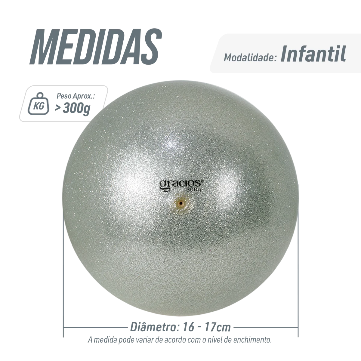 Bola Ginástica Rítmica Oficial 300g Glitter Gracios - Roxo