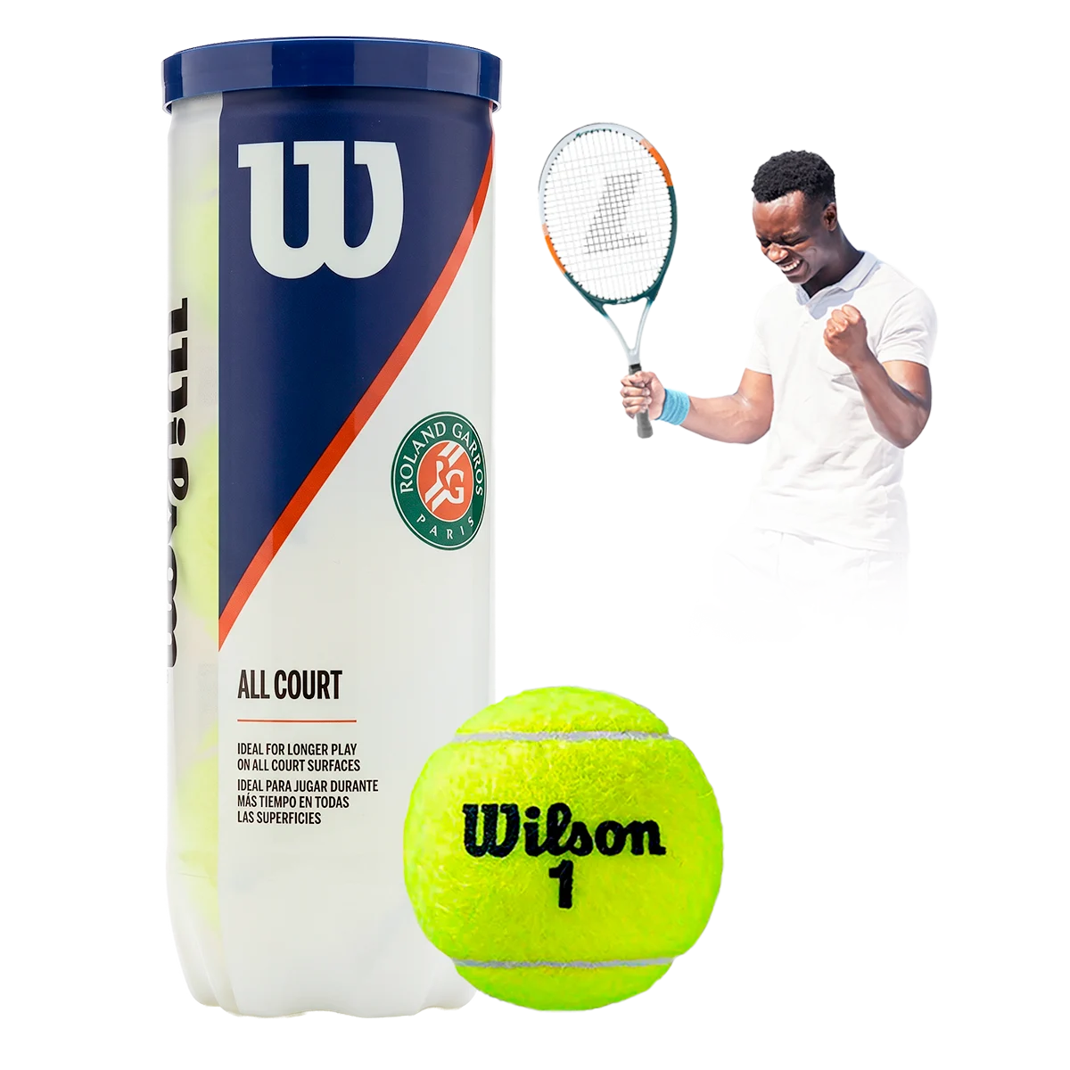 Bolinha/bola de tênis de campo Roland Garros Wilson - tubo com 3 und