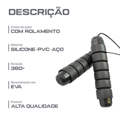 Corda de pular com rolamento 4mm 2,65m Envolst - Preto
