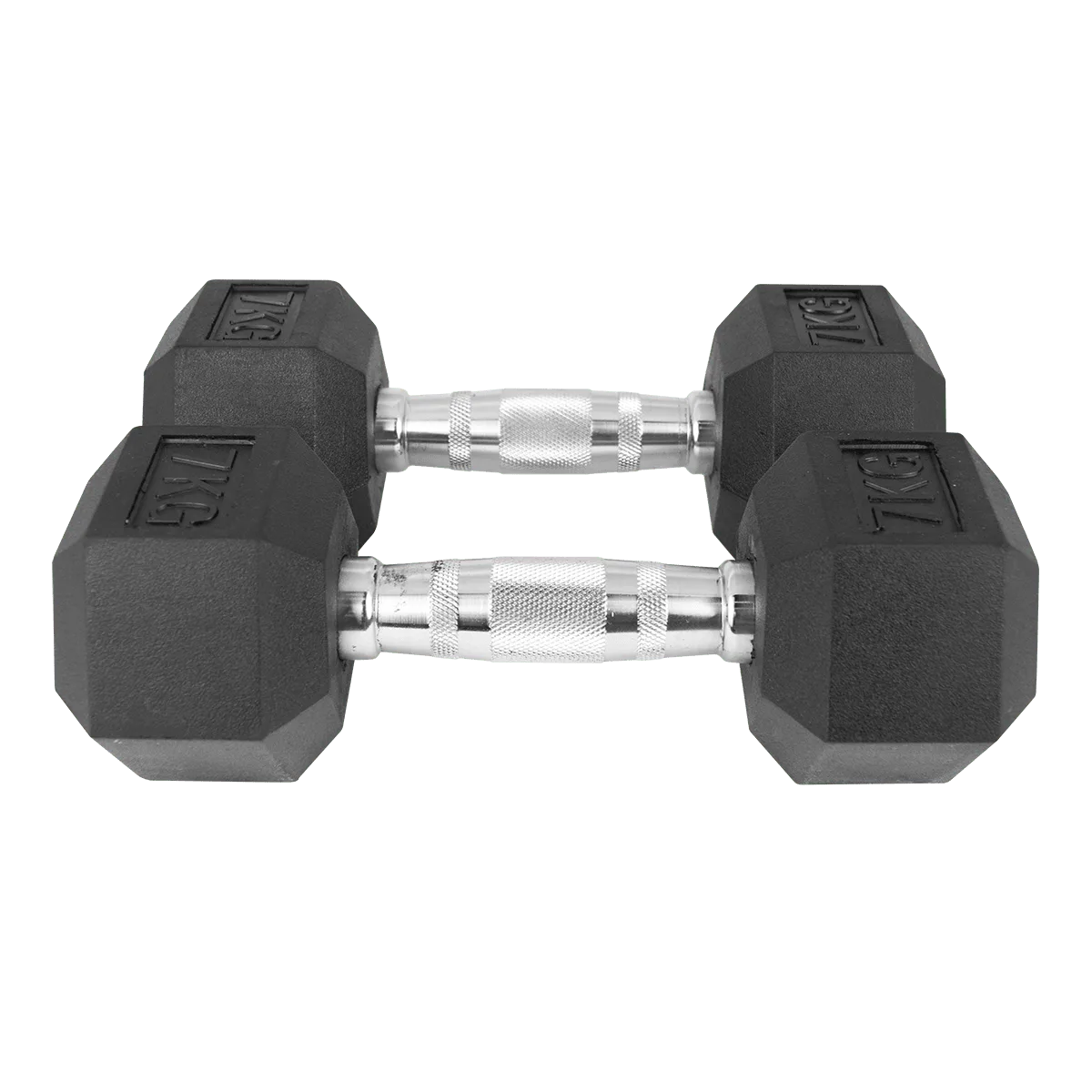 Kit Halteres Sextavados Emborrachados Pegada Cromada Envolst - Pares 1 a 10Kg