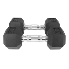 Kit Halteres Sextavados Emborrachados Pegada Cromada Envolst - Pares 1 a 10Kg