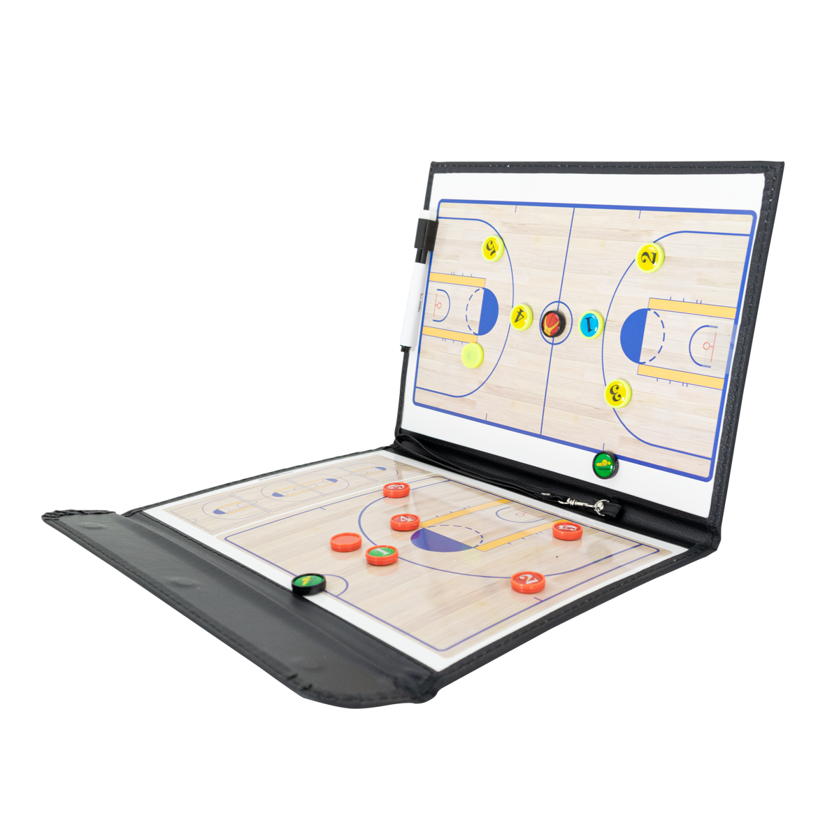 Prancheta tática magnética com caneta para treinamento de basquete Pista e Campo - Modelo pasta preta
