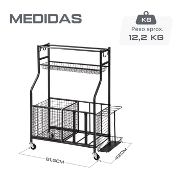 Organizador de Equipamentos Esportivos Expositor de Bolas Multiuso Velden