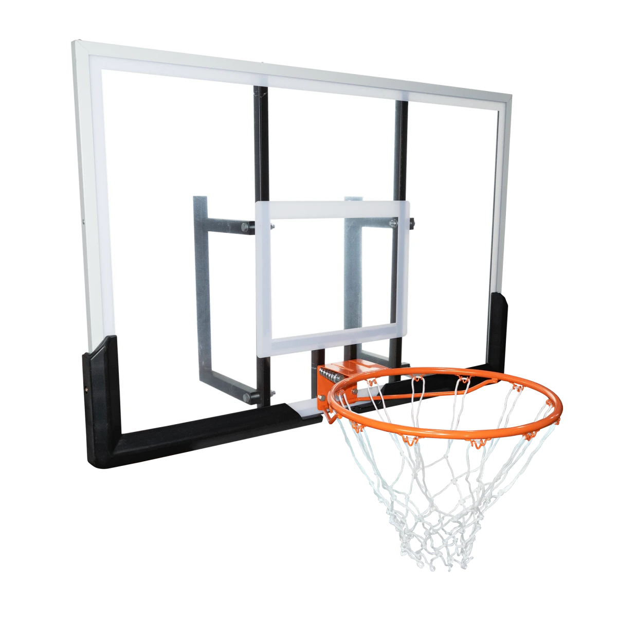 Tabela de basquete de parede quadro transparente de 120x80cm com aro e rede Velden
