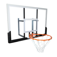 Tabela de basquete de parede quadro transparente de 120x80cm com aro e rede Velden