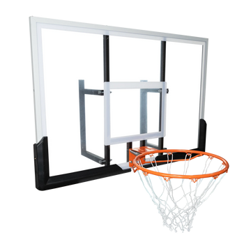 Tabela de basquete de parede quadro transparente de 120x80cm com aro e rede Velden