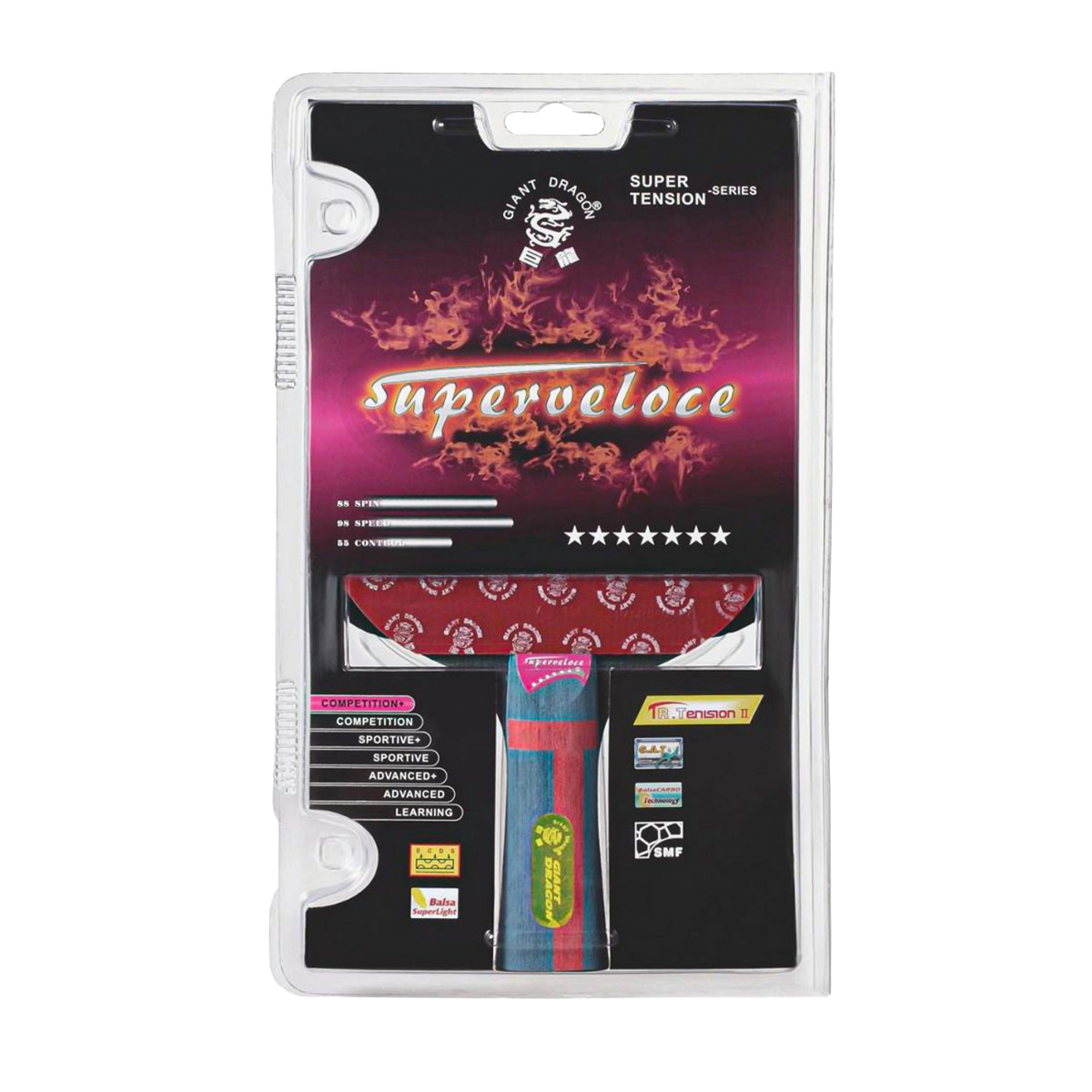 Raquete de tênis de mesa 7 estrelas Superveloce Giant Dragon