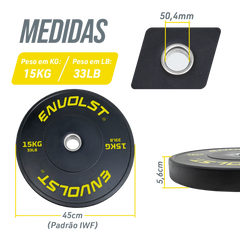 Anilha Olímpica Bumper para Crossfit e LPO 15Kg Envolst