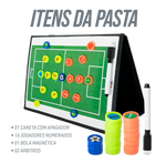 Prancheta tática magnética com caneta para treinamento de futebol society Pista e Campo - Modelo pasta preta