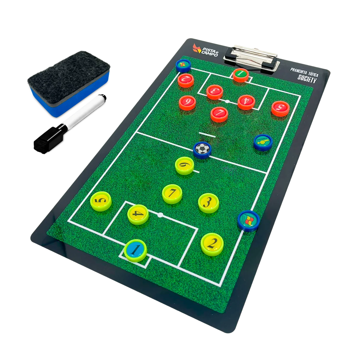 Prancheta tática magnética dupla face com caneta para treinamento de Futebol Society Pista e Campo