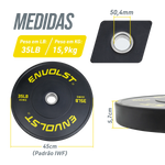 Anilha Olímpica Bumper para Crossfit e LPO 35Lb Envolst