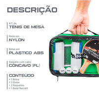 Kit ping pong tênis de mesa com raquetes, bolinha, bolsa e rede retrátil Pista e Campo