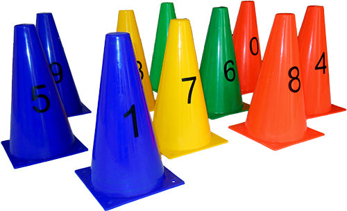 Cones de plástico 23cm numerados Pista e Campo - cnj com 10 und