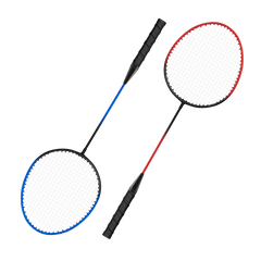 Kit de badminton com 04 raquetes de aço, 02 volantes, postes de aço e rede Loire