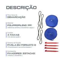 Fita faixa de demarcação para futevolei 18x9m 40mm Velden Cor:Azul