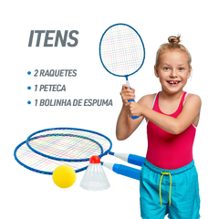 Kit de Badminton Infantil com 2 Raquetes, 1 Peteca e 1 Bola de Espuma Loire						