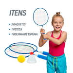 Kit de Badminton Infantil com 2 Raquetes, 1 Peteca e 1 Bola de Espuma Loire						