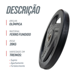 Anilha Olímpica com Anel de Metal 20Kg Envolst