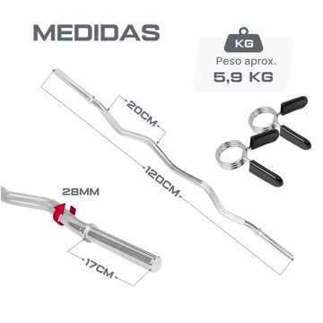 Barra W Maciça 1,20 m 28 mm com Presilhas Envolst