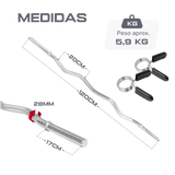 Barra de Musculação W 1,20m Maciça 28mm e Presilhas Envolst