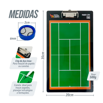 Prancheta Tática Magnética Tênis Dupla Face Velden
