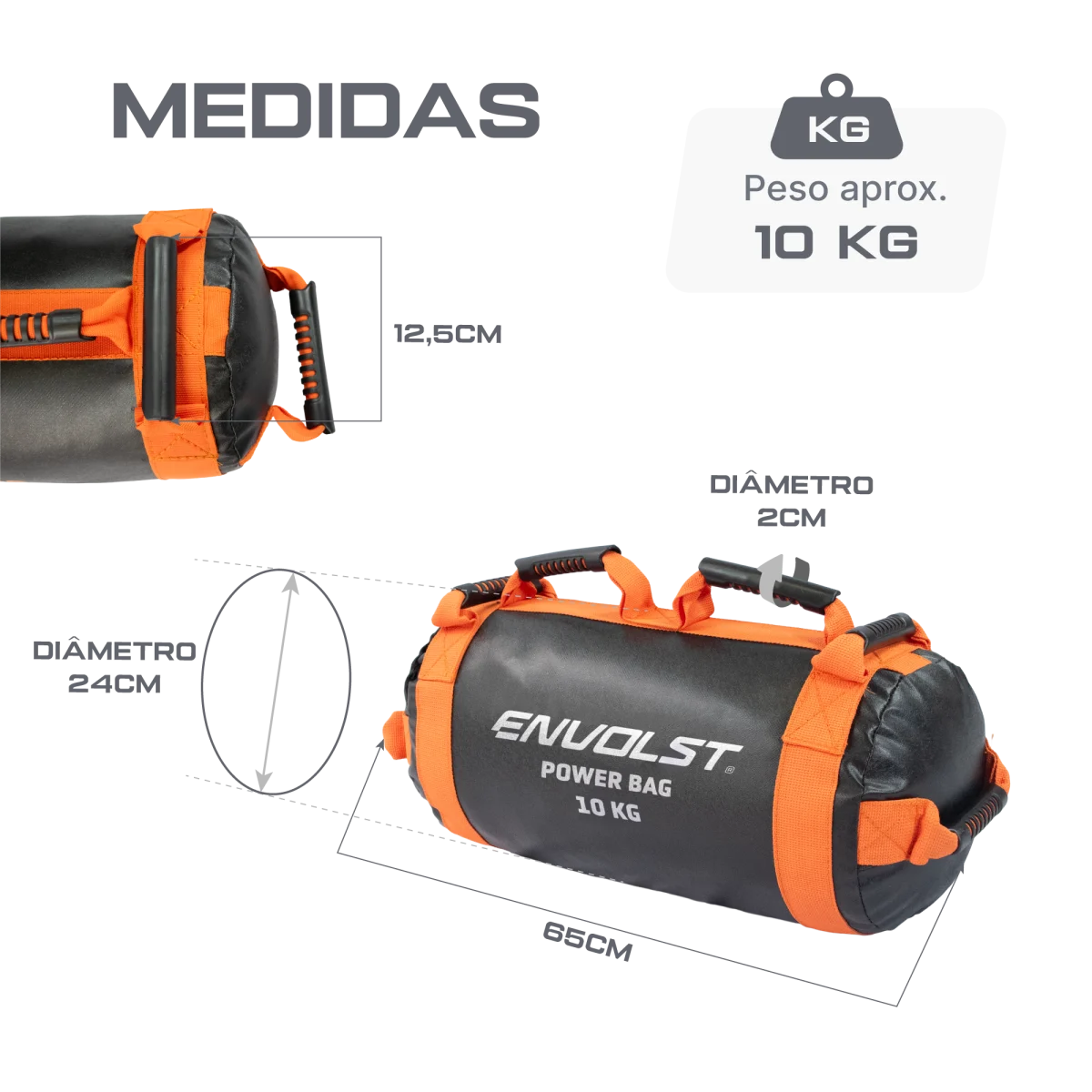Power sand bag para treinamento funcional 10kg Envolst
