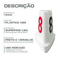 Indicador de raias de plástico ABS com 50cm Pista e Campo - cnj com 8 und (1-8)