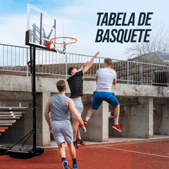 Tabela de basquete adulto móvel com poste, quadro de acrílico e aro modelo premium Velden