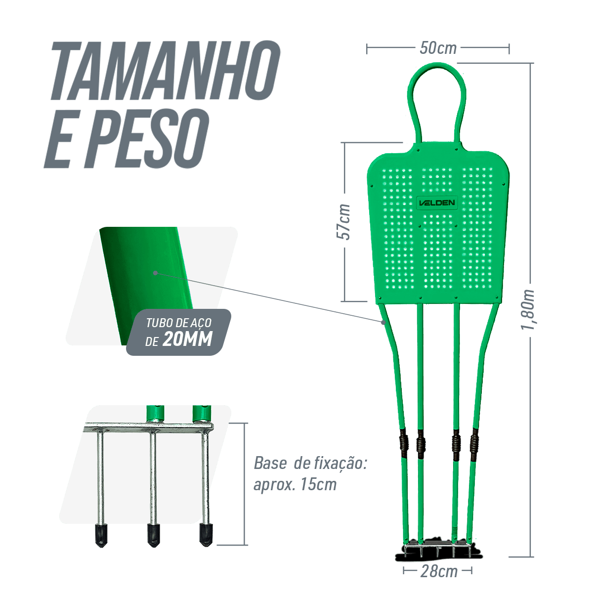 Boneco barreira para treinamento de falta no futebol de aço reclinável premium Velden - Vermelho