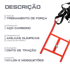 Trenó para treinamento de força reforçado (vazado) Pista e Campo
