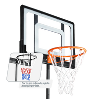 Tabela de basquete infantil juvenil móvel com poste, quadro de policarbonato e aro Velden