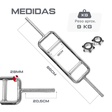 Barra H Romana Roscada Maciça 28mm com Presilhas Envolst