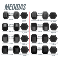 Kit Halteres Sextavados Emborrachados Pegada Cromada Envolst - Pares 10 a 50Kg