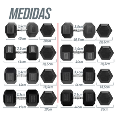 Kit Halteres Sextavados Emborrachados Pegada Cromada Envolst - Pares 10 a 50Kg