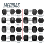 Kit Halteres Sextavados Emborrachados Pegada Cromada Envolst - Pares 10 a 50Kg