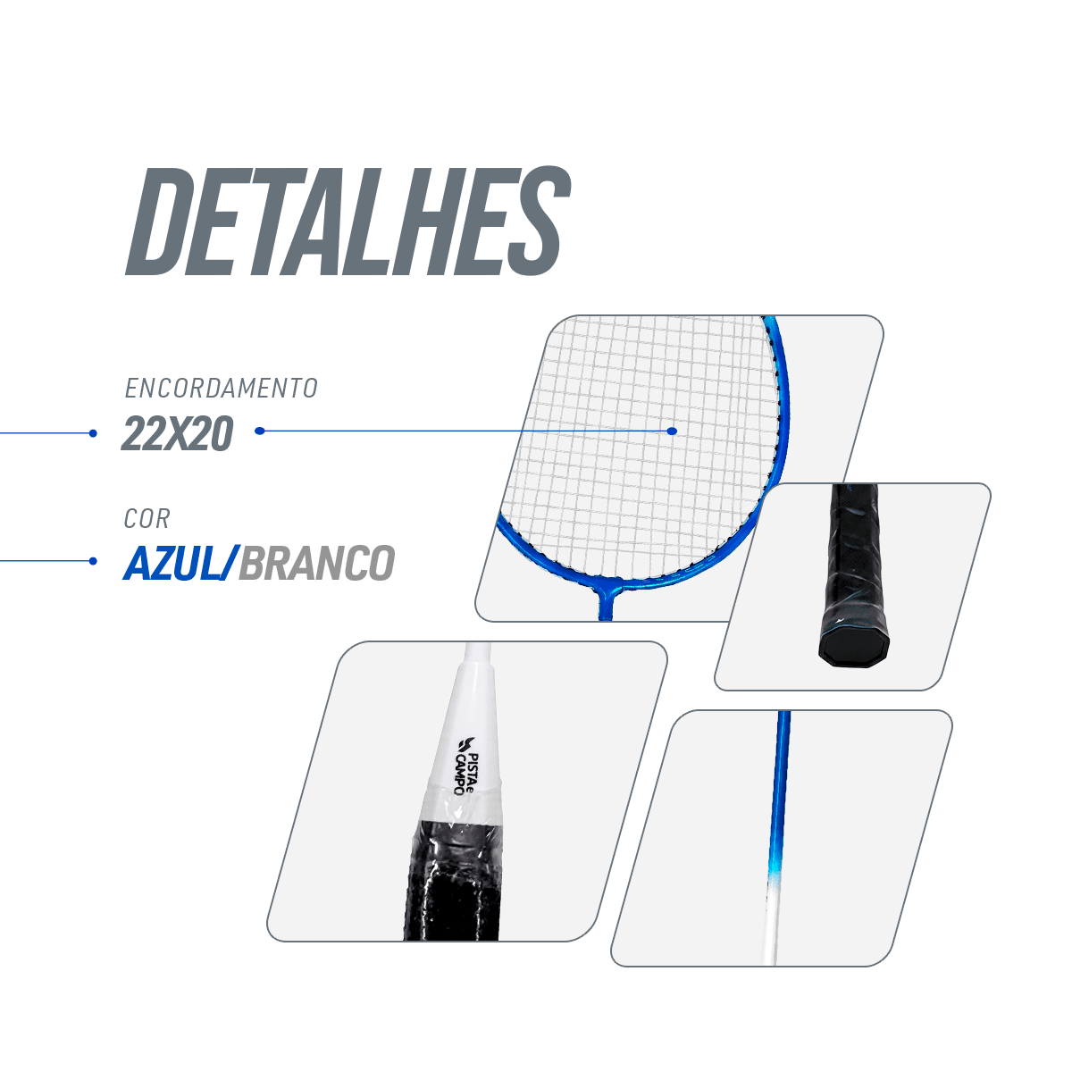 Kit de badminton com 02 raquetes de aço e 03 volantes Loire