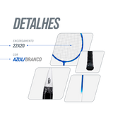 Kit de badminton com 02 raquetes de aço e 03 volantes Loire