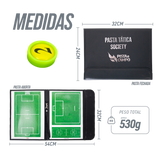 Prancheta tática magnética com caneta para treinamento de futebol society Pista e Campo - Modelo pasta preta