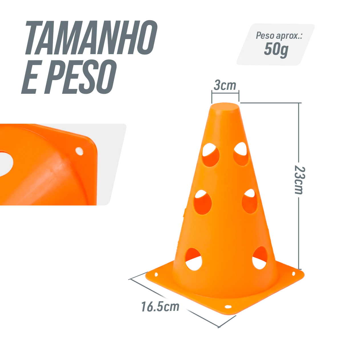 Cone Furado de sinalização de plástico 23cm Pista e Campo - Verde