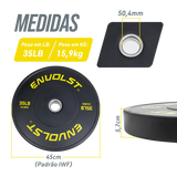 Kit 230Lb Anilhas Olímpicas Bumper Padrão IWF em Libras Envolst