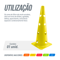 Cone plástico de agilidade furado 50cm Velden - Amarelo