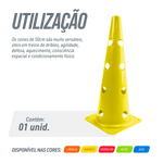 Cone plástico de agilidade furado 50cm Velden - Amarelo