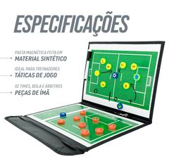 Prancheta tática magnética com caneta para treinamento de futebol society Pista e Campo - Modelo pasta preta