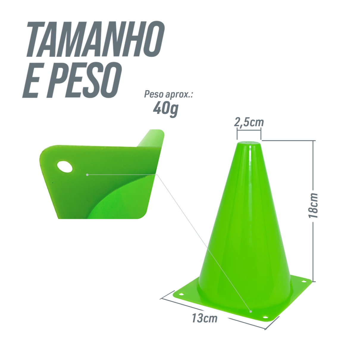 Cone plástico de agilidade 18cm Velden - Amarelo