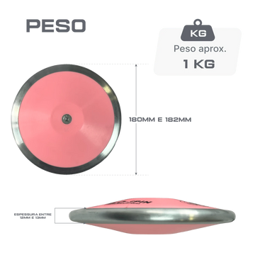 Disco de Atletismo 1kg Oficial WA - IAAF Aço e ABS ATE
