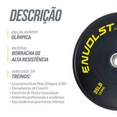 Anilha Olímpica Bumper para Crossfit e LPO 35Lb Envolst